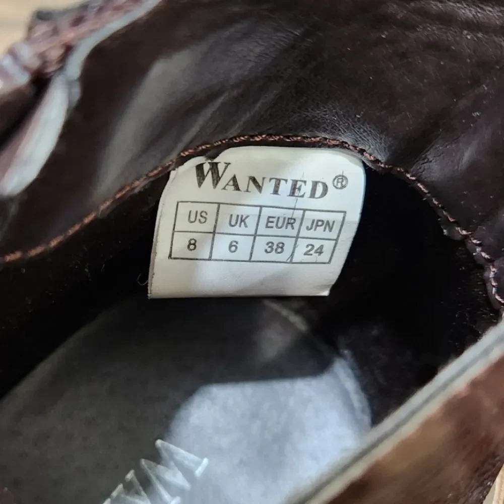 Wanted Western Inspired low heel ankle boots With Wraparound Studded Straps Sz 8